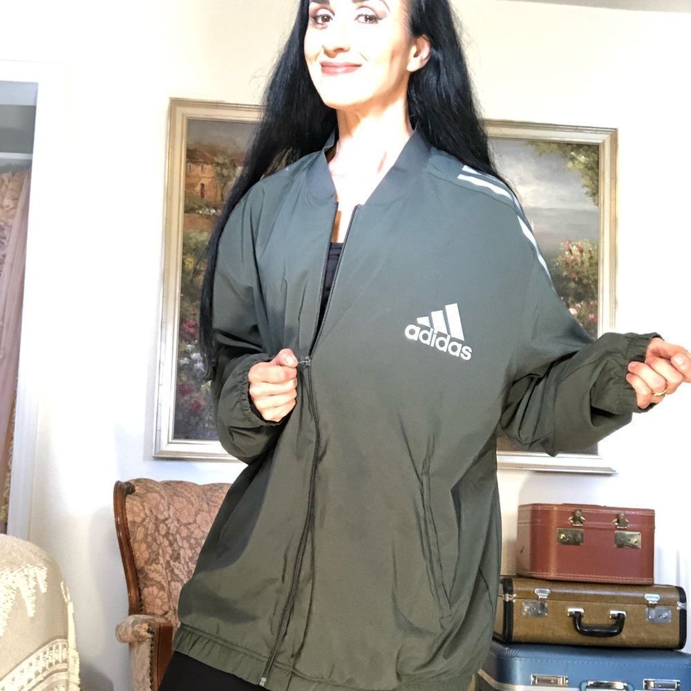 Adidas dark green zip up jacket light - Picture 3 of 6